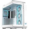 ASUS TUF GAMING GT502 HORIZON TG ARGB WHITE,Chassis a Doppia Camera con Design Panoramico e Pannello in Vetro,4 Ventole ARGB Preinstallate,Porta USB-C ad Alta Velocità,Montabile senza Attrezzi, Bianco
