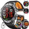 LIGE Smartwatch Uomo con 1000mAh/Torcia LED,Chiamata Bluetooth,1.7 Smart Watch Militare con 110+ Modalità Sportive,Impermeabile,Frequenza Cardiaca, Android iOS,3 Braccialetti+2 Caricabatterie,EF18-E