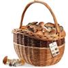 KADAX Cestino di Vimini per Funghi e Spesa - Robusto Cestino da Picnic e Giardino Con Manico - Ovale, Mix, 43 x 30 x 43 cm