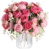 Floweroyal Set di 4 mazzi di peonie artificiali in seta per feste di matrimonio, centrotavola, composizioni floreali, decorazione per la casa e la cucina