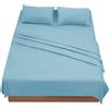 FARFALLAROSSA Lenzuola Matrimoniali 180x190/200 cm - Completo Letto 4 Pezzi in Microfibra Traspirante - Set con Angoli, Telo Sopra e 2 Federe 50x80 - Azzurro