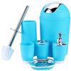 lyrlody Set Accessori Bagno Blu 6 Pezzi, Include Tazza, Portaspazzolino, Supporto Sapone, Portasapone, Bidone, Scopino WC