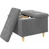 vidaXL Pouf Contenitore Grigio Scuro 60 x 60 x 45 cm Velluto, Pouf Moderno e Resistente, Seduta Multifunzionale, Soluzione per riporre, Decor Minimalista, Vita organizzata