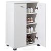 FineBuy Armadio per Scarpe Bianco 60x90x35 cm Legno Scarpiera da Interno | Armadio con 2 Ante Piccolo da Ingresso Salvaspazio Moderna
