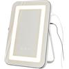 HOMCOM Specchio Trucco con Luci LED Regolabili a 3 Colori, 31x41.5cm Specchio da Trucco con Presa USB e Ingrandimento 10X, Schermo Touch e Rotazione a 360°, Bianco