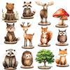Tazuxetuqe 12 Pezzi Animali della Foresta in Legno Cartello da Tavolo Adorabile Figure Animali del Bosco con Base Vassoio A Gradini Decorazione per Fattoria Compleanno Ne