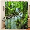 Xiaoterna Piante Tenda da doccia Verde Natura Foresta Giungla Tropicale Foresta Pluviale Estate Paesaggio Tenda da Bagno Primavera foresta cascata Tenda da doccia resistente alla muffa 120x180cm