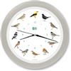 KOOKOO Singvögel Seta-Grigio, l'orologio degli uccelli canterini, orologio da parete rotondo con richiami naturali di uccelli, movimento al quarzo
