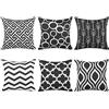 TIDWIACE® Nero Federe Cuscini in Cotone e Lino Modello Geometrico,Federa per Divano Camera da Letto Casa All'aperto Terrazza Decorazione per Interni Auto 45x45cm, Set di 6 Pezzi