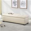 MCLAYF Panca Pouf Poggiapiedi Cassapanca Contenitore Camera da Letto Ottomana Portaoggetti in Ecopelle, Panca Rettangolare alla Fine del Letto con Contenitore, Mobili Decor