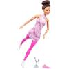 Barbie Carriere - Pattinatrice, bambola castana con outfit rosa da pattinaggio, pattini da ghiaccio rimovibili, trofeo e accessori inclusi, giocattolo per bambini, 3+ anni, HRG37