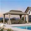 PURPLE LEAF Gazebo da giardino esterno in alluminio, 4,85 x 3 m, Pergola a doppio tetto in acciaio zincato, gazebo con zanzariera e tende per campeggio, feste, barbecue, champagne