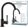 Schütte 79169 Cornwall Basse Pression avec Bec Haut, mitigeur monocommande à économie d'énergie, pivotant à 360 Cuisine, Robinet d'évier, Noir