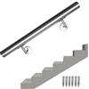 Ansobea corrimano in acciaio inox, ringhiera in acciaio inox da 180 cm, corrimano da 42 mm, corrimano per scale per uso interno ed esterno, incl. supporto a parete e terminali