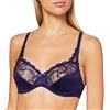 Playtex Reggiseno con Ferretto in Microfibra - Essential Elegance Broderie Donna x1, Blu Indigo, 42/7B