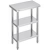 VEVOR Tavolo per La Preparazione degli Alimenti in Acciaio Inossidabile, Tavolo da Lavoro da Cucina Commerciale 356 x 610 x 864 mm 2 Ripiani Inferiori Regolabili, per Barbecue, Cucina, Casa, Garage