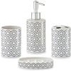 Zeller Set di accessori da bagno, 4 pezzi, Ceramica, bianco, 22 x 21 x 7 cm