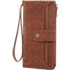 SENDEFN Portafoglio Donna Grande, Porta Carte Blocco RFID, Portafoglio Lungo in Pelle Vegana con con 15 Tasche per Carte