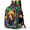 WECECE Zaino Scuola Bear Pattern Bambine 7-10 Anni Zainetto Animal Bear Bambino 8-11 Anni Cartella Scolastica 7-11 Anni, Backpack Ritorno Scuola Leggero Resistente Grande Comodo