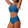 Generico Costume da bagno due pezzi bikini a vita alta in tessuto contenitivo per donna, taglie forti, tankini modellante con pannello frontale, ideale per nascondere pancia e modellare la silhouette, (BU1,