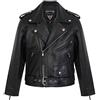 Skintan Brando - Giacca da motociclista in pelle per bambini, 13 anni, altezza 158 cm, colore: Nero