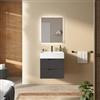 DEGHI Mobile bagno sospeso 60 cm 2 cassetti antracite cannettato con lavabo alto - Codix