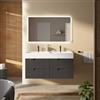 DEGHI Mobile bagno sospeso 120 cm 4 cassetti antracite cannettato con lavabo alto doppia vasca - Codix