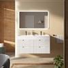 DEGHI Mobile bagno sospeso 120 cm 4 cassetti bianco opaco cannettato con lavabo alto doppia vasca - Codix