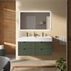 DEGHI Mobile bagno sospeso 120 cm 4 cassetti verde cemento cannettato con lavabo alto doppia vasca - Codix