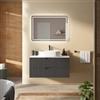 DEGHI Mobile bagno sospeso 100 cm 2 cassetti antracite cannettato con top in solid surface - Codix
