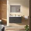 DEGHI Mobile bagno sospeso 100 cm 2 cassetti antracite cannettato con lavabo - Codix