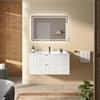 DEGHI Mobile bagno sospeso 100 cm 2 cassetti bianco opaco cannettato con lavabo - Codix