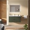 DEGHI Mobile bagno sospeso 100 cm 2 cassetti verde cemento cannettato con lavabo - Codix