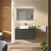 DEGHI Mobile bagno sospeso 100 cm 2 cassetti antracite cannettato con top - Codix