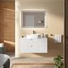 DEGHI Mobile bagno sospeso 100 cm 2 cassetti bianco opaco cannettato con top - Codix