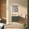 DEGHI Mobile bagno sospeso 60 cm 2 cassetti verde cemento cannettato con lavabo - Codix