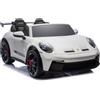 GIODICART Auto Elettrica per Bambini Porsche 911 GT3 Bianca con Sedili in Pelle e 2 Motori da 35W