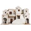 Chianese Presepe Artigianale con Vicolo in Legno, Stile Tradizionale Napoletano, Cucina con Effetto Fuoco e Illuminazione Integrata, per Pastori 8-10 cm, 80x50x54 cm | Presepe artigianale decorativo per interni