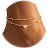 JeweBella 18K Oro Cavigliera Donna Acciaio Inossidabile con Cuore Perline Cavigliera Donna Argento Oro Cavigliera Regolabile Idea Regalo per Donne e Ragazze