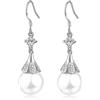Bellitia Jewelry Orecchini Diamante Simulato Zirconi Cubici da Donna in Argento Sterling 925 con Perle Coltivate D'acqua Dolce/Onice Verde/Onice Rosso Pendenti con Pendenti Anallergici