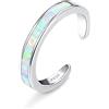 JeryWe Anello Piede Donna Ragazze 925 Argento Sterling Placcato Oro Bianco 14K Fiore CZ Serpente Torsione Opale Banda Anelli Estate Spiaggia Anelli Donna Regolabili Piede Gioielli (Stile8)