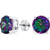 Bling Jewelry Orecchini a perno con zirconi cubici arcobaleno mistico nero rotondo da 0,50 ct per donne in argento sterling .925 con chiusura a vite 5MM