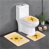 WZYWHJ Set di 3 tappetini da bagno con stampa girasole dorata, antiscivolo, resistenti, facili da pulire, adatti per bagno e WC