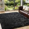 OMERAI Tappeti Salotto Shaggy Tappeto a Pelo Lungo Tappeto Peloso Soggiorno Salotto Moderno Cameretta Tappeti Pelosi Camera da Letto Morbido Tappetino Antiscivolo Morbido e Soffice Nero 90x150cm