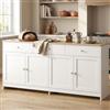 QSFCUB Credenza bianca, larga 160 cm, con 4 ante, 3 cassetti, credenza da cucina con piano di lavoro, credenza da cucina per soggiorno, cucina, sala da pranzo, corridoio (A03, 160 x 37 x 75 cm)