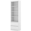 Homlando Libreria Maja 60 cm con 2 cassetti, libreria in legno per soggiorno e ufficio, moderna con scomparti aperti, finitura opaca, bianco opaco