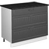 Vicco Mobiletto base per cucina Fame-Line, Grigio scuro/Bianco, 100 cm, PL Antracite, per la combinazione con altri moduli della serie Fame-Line