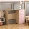 Junior Vida Nettuno Tavolino da Scrivania con 3 Cassetti, per Pc/Laptop, per Studio di Casa, Postazione di Lavoro per Bambini (Rosa e Rovere), Truciolato, Rosa & Rovere, H 71 x W 92 x D 40 cm