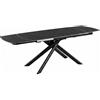 Cribel Tavolo Allungabile Genesi 160/240 cm in Gres Porcellanato Nero con Venature con Gambe in Metallo Nero per Cucina e Soggiorno, Gambe Incrociate Design Scultoreo, 6-10 Posti