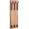 FineBuy Appendiabiti da Parete Legno Massello Metallo 35,5x100x11 cm Marrone | Attaccapanni da Muro | Corridoio Appendiabiti